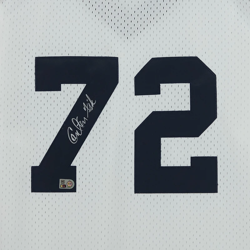 Maillot d'entraînement au bâton authentique autographié par Carlton Fisk Chicago White Sox Mitchell & Ness