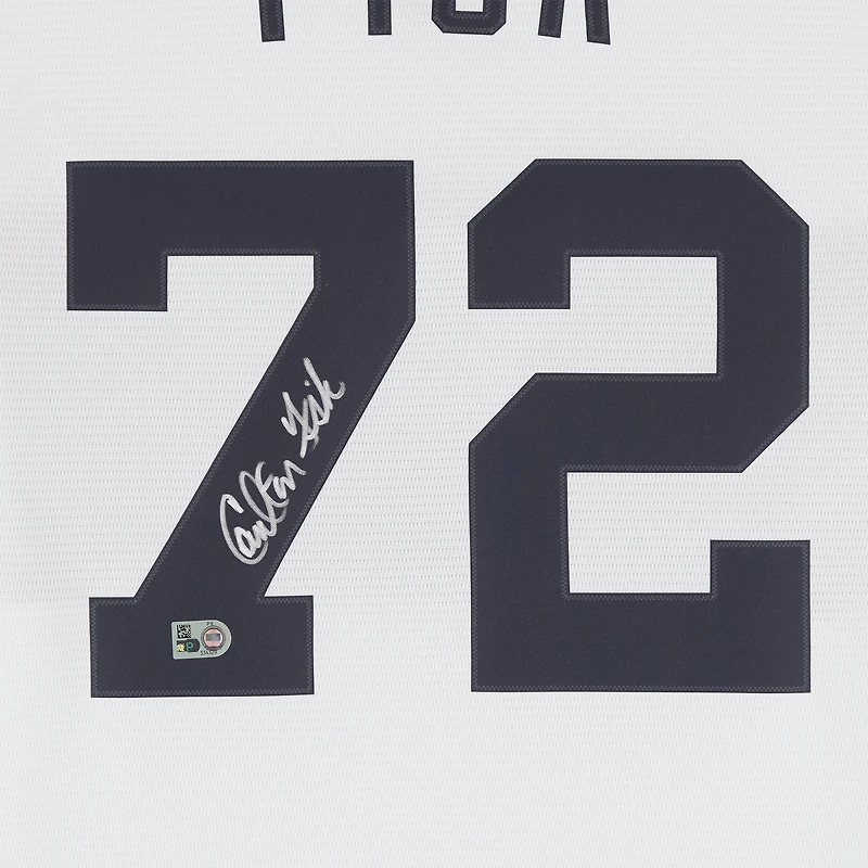Maillot réplique Nike Cooperstown blanc autographié de Carlton Fisk, des White Sox de Chicago