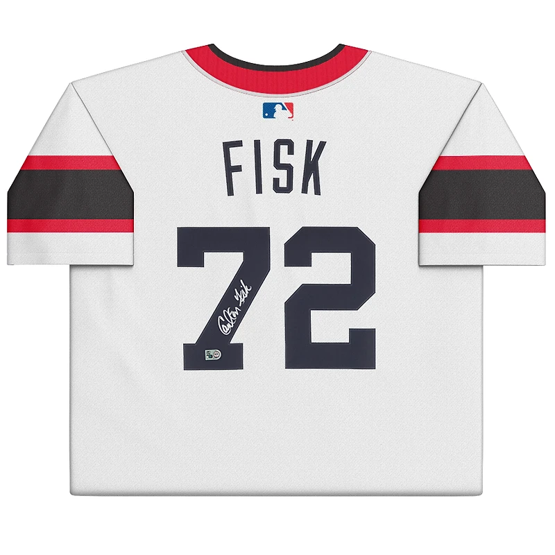 Maillot réplique Nike Cooperstown blanc autographié de Carlton Fisk, des White Sox de Chicago