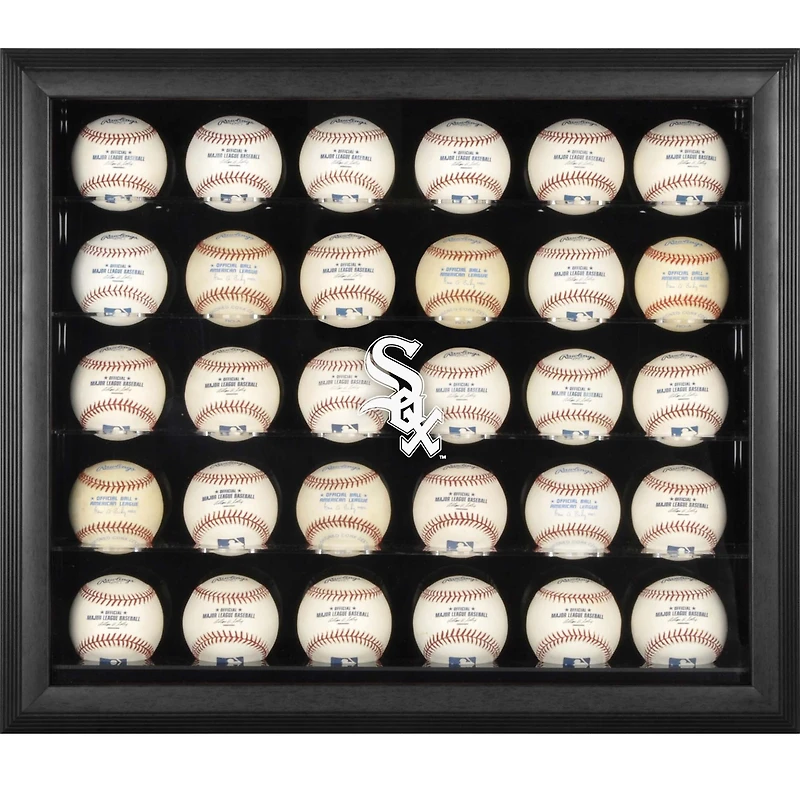 Chicago White Sox Logo Black Framed 30-Ball Display Case