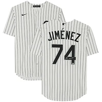Maillot Nike réplique à rayures blanches autographié par Eloy Jimenez des Chicago White Sox