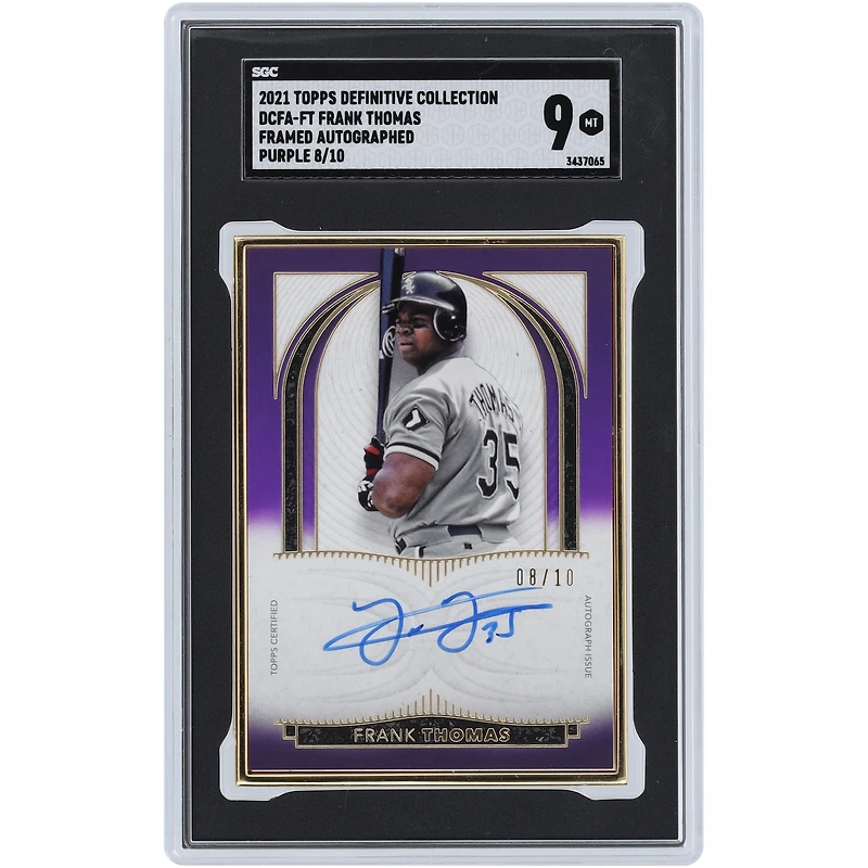 Frank Thomas Chicago White Sox Autographié 2021 Topps Definitive Collection Autographe Encadré Violet #DCFA-FT #8/10 SGC Authentifié 9 Carte