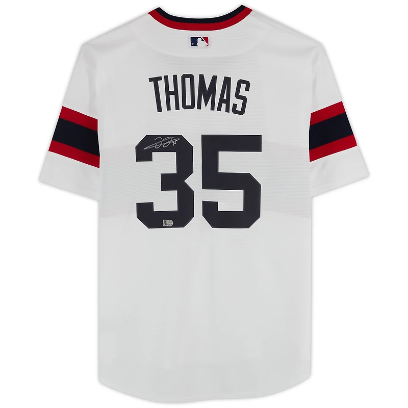Maillot réplique blanc dédicacé par Frank Thomas des Chicago White Sox de la collection Nike Cooperstown