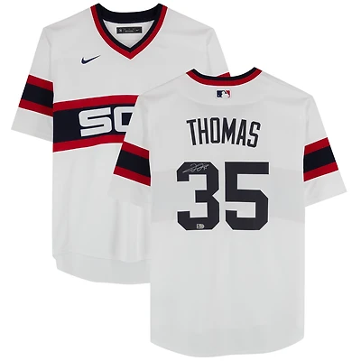 Maillot réplique blanc dédicacé par Frank Thomas des Chicago White Sox de la collection Nike Cooperstown