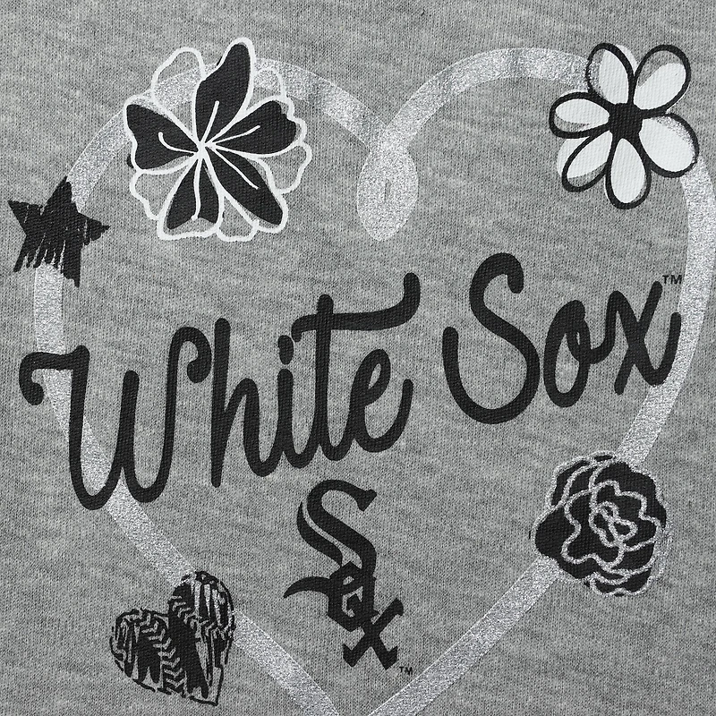 Ensemble de 3 bodys Batter Up pour filles, nouveau-né et nourrisson, noir/blanc/gris chiné, Chicago White Sox