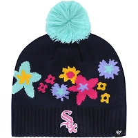 Bonnet en tricot bouton d'or '47 pour filles, bleu marine, Chicago White Sox, avec pompon