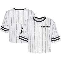 T-shirt blanc Chicago White Sox Ball rayé pour jeune fille