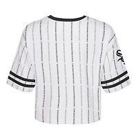Girls Youth White Chicago Sox Ball Striped T-Shirt