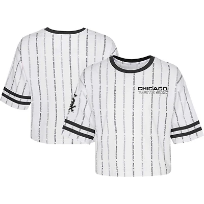 Girls Youth White Chicago Sox Ball Striped T-Shirt