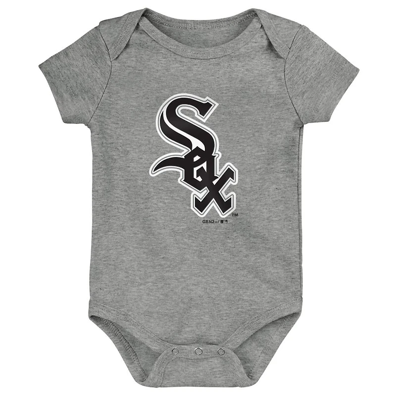 Infant Black/White/Gray Chicago White Sox Born To Win 3-Pack Bodysuit Set
