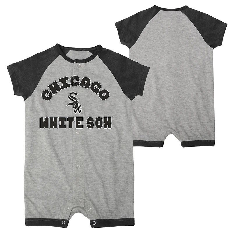 barboteuse raglan à boutons-pression pour bébé, gris chiné, motif « Extra Base Hit » des Chicago White Sox