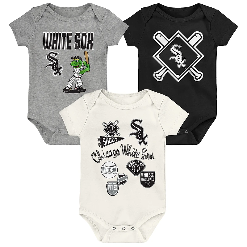 Infant Outerstuff Chicago White Sox Home Plate 3-Piece Bodysuit Set