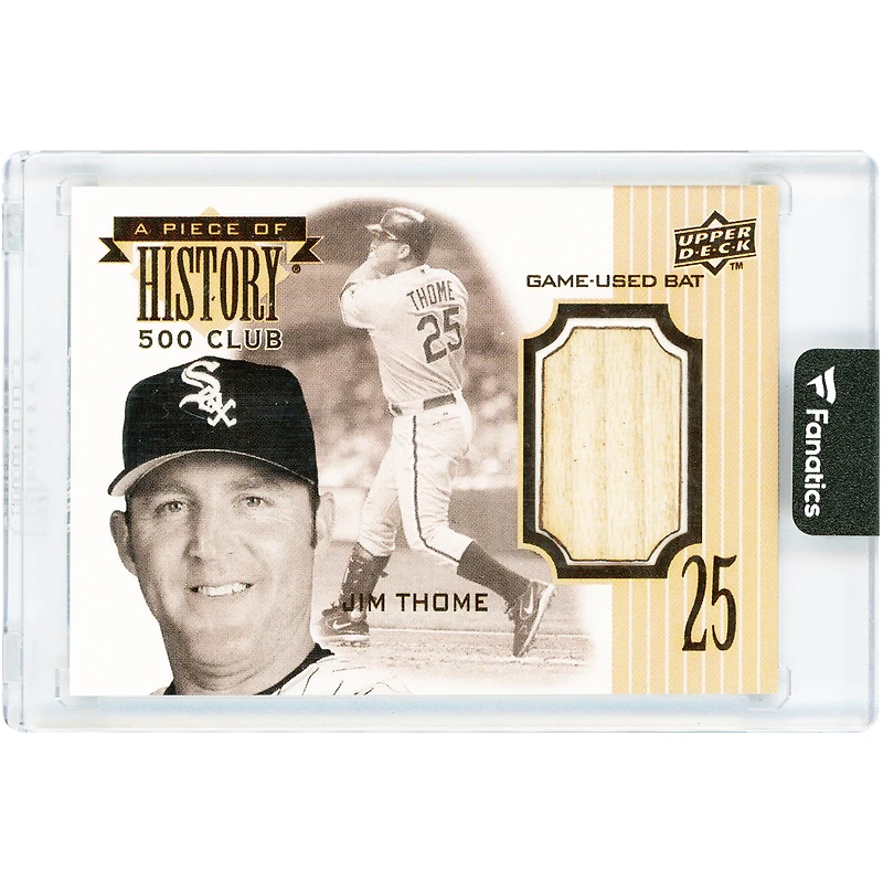 Carte Jim Thome, Chicago White Sox 2008 Upper Deck « Un morceau d'histoire », Club des 500, relique de batte utilisée en match, n° JT