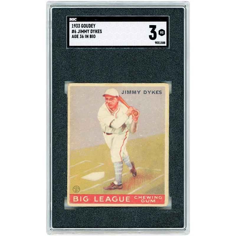 Jimmy Dykes Chicago White Sox 1933 Goudey Age 36 in Bio #6 SGC Authenticated 3 Rookie Card