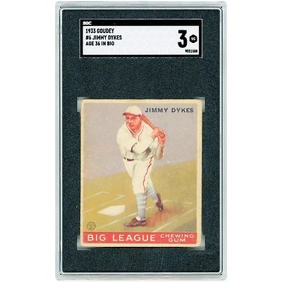 Jimmy Dykes Chicago White Sox 1933 Goudey Age 36 in Bio #6 SGC Authenticated 3 Rookie Card