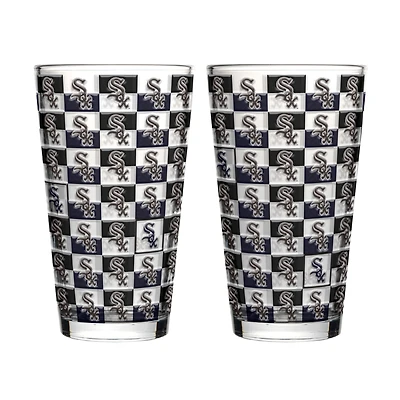 Ensemble de deux verres à bière Logo Brands Chicago White Sox, motif quadrillé, 473 ml (16 oz).