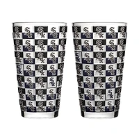 Ensemble de deux verres à bière Logo Brands Chicago White Sox, motif quadrillé, 473 ml (16 oz).