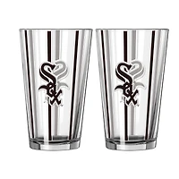 Ensemble de deux verres à bière rayés de 473 ml (16 oz) Logo Brands Chicago White Sox