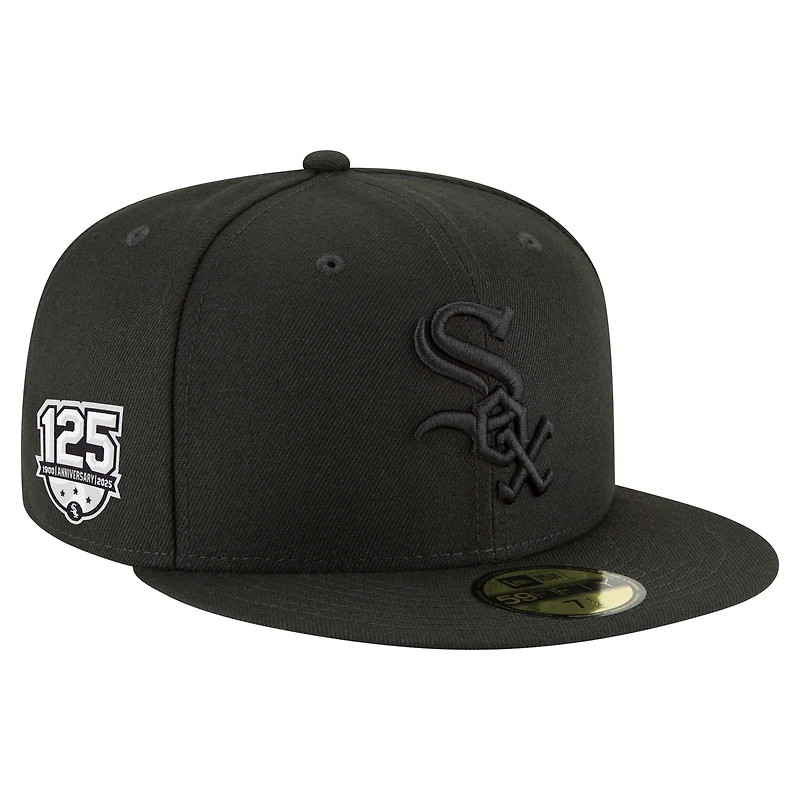 Casquette ajustée 59FIFTY noire New Era pour homme, 125e anniversaire des White Sox de Chicago