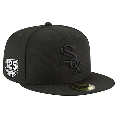 Casquette ajustée 59FIFTY noire New Era pour homme, 125e anniversaire des White Sox de Chicago