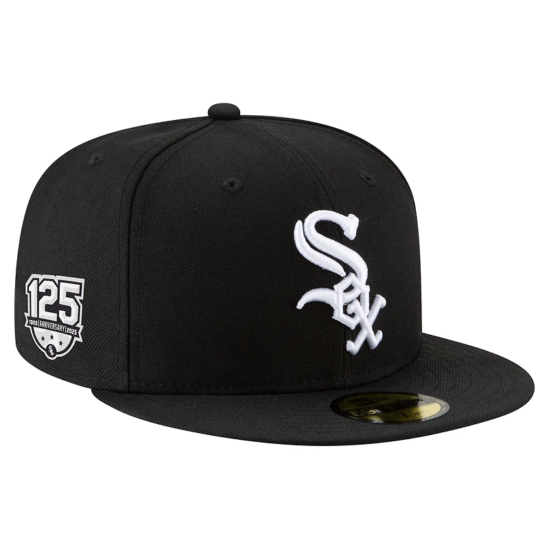 Casquette ajustée 59FIFTY noire New Era pour homme, 125e anniversaire des White Sox de Chicago