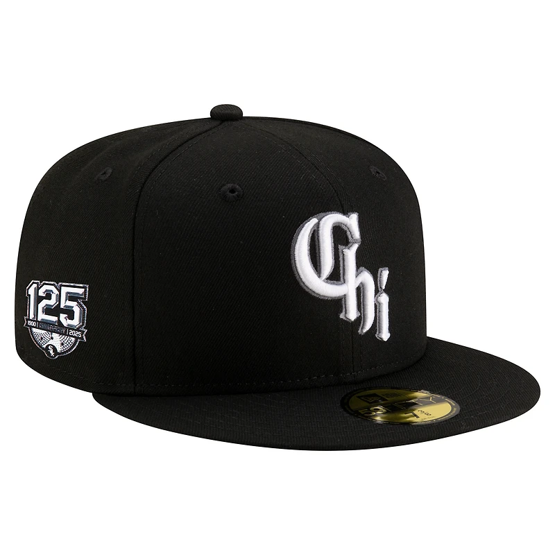 Men's New Era Black Chicago White Sox 125th Anniversary 59FIFTY Snapback Hat