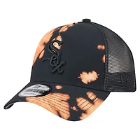 Men's New Era  Black Chicago White Sox Bleached A-Frame 9FORTY Adjustable Hat