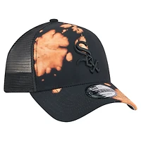 Men's New Era  Black Chicago White Sox Bleached A-Frame 9FORTY Adjustable Hat
