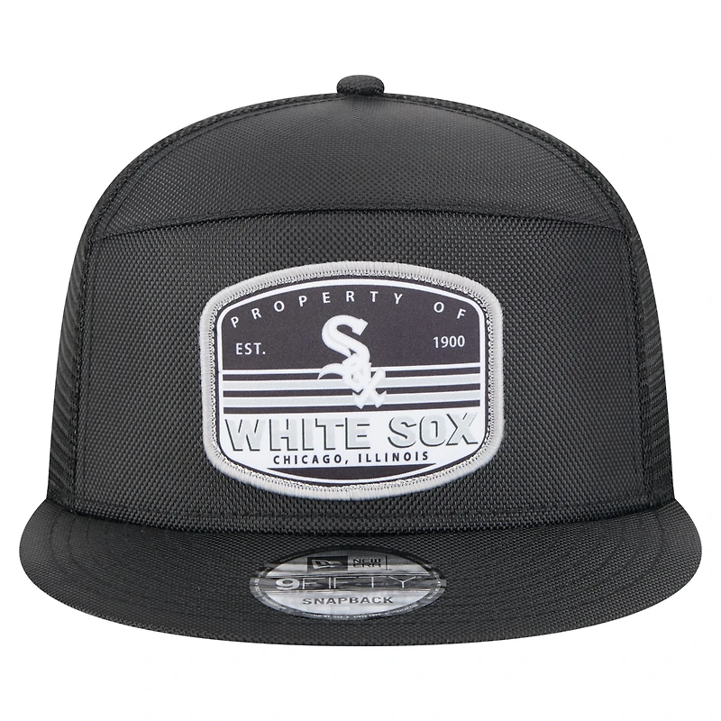 Men's New Era Black Chicago White Sox Split Panel 9FIFTY Trucker Snapback