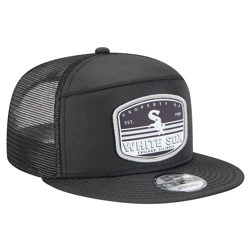 Men's New Era  Black Chicago White Sox Split Panel 9FIFTY Trucker Snapback