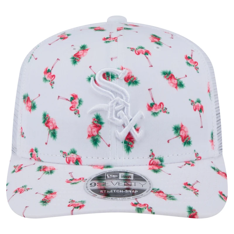 Men's New Era White Chicago White Sox Flamingo Mesh Back 9SEVENTY Stretch-Snap Hat