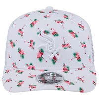 Casquette extensible à bouton-pression 9SEVENTY blanche New Era Chicago White Sox Flamingo pour homme