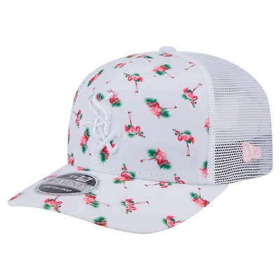 Men's New Era White Chicago White Sox Flamingo Mesh Back 9SEVENTY Stretch-Snap Hat