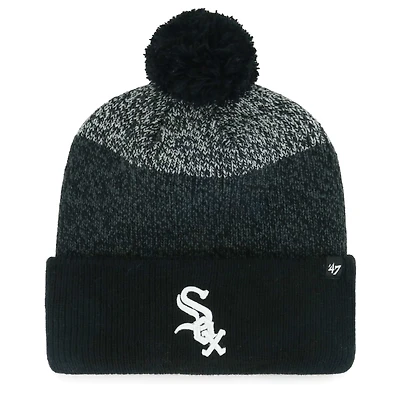 Men's '47 Black Chicago White Sox Darkfreeze Cuffed Knit Hat with Pom
