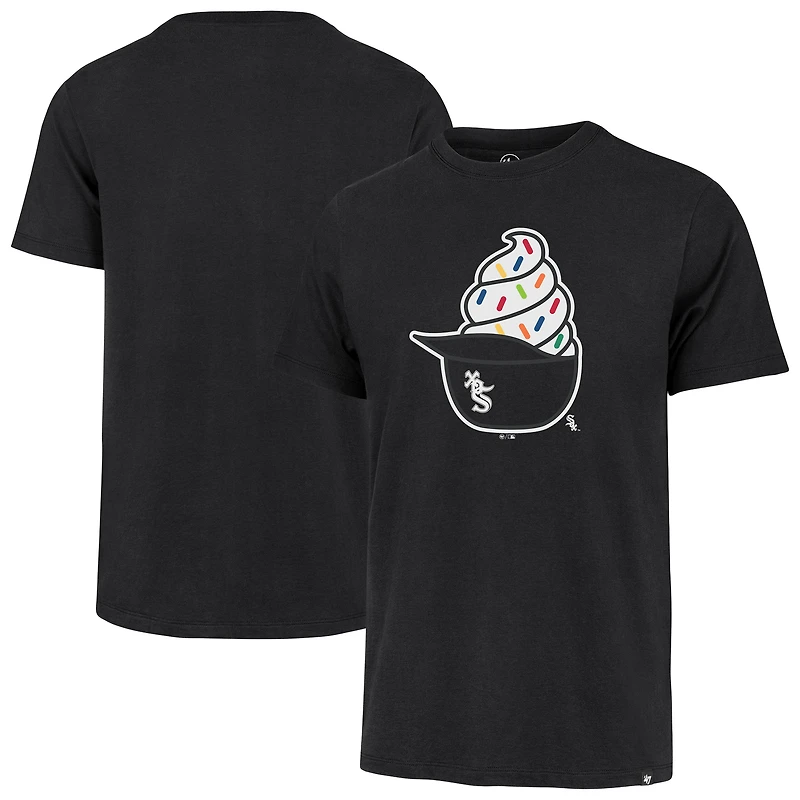 Men's '47  Black Chicago White Sox Ice Cream Helmet Franklin T-Shirt