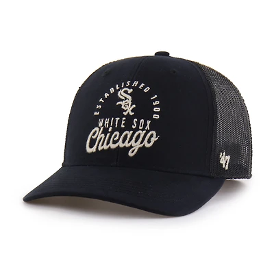 Casquette trucker Pitstop noire Chicago White Sox pour homme, modèle 47, ajustable