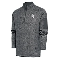 Men's Antigua Graphite Chicago White Sox Metallic Fortune Quarter-Zip Pullover Jacket
