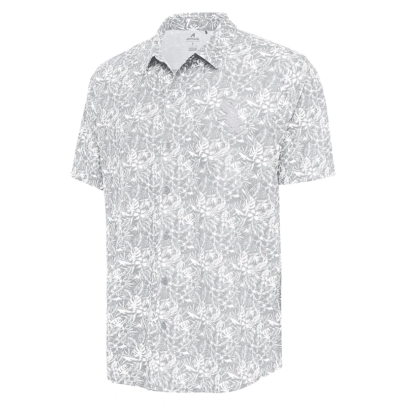 Chemise boutonnée Antigua grise pour homme, motif Chicago White Sox Resort