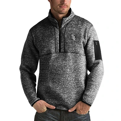 Pull demi-zippé Fortune noir chiné Antigua pour homme des White Sox de Chicago