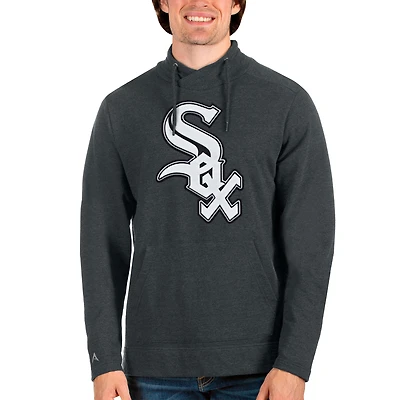 Men's Antigua Heathered Black Chicago White Sox Reward Pullover Sweatshirt
