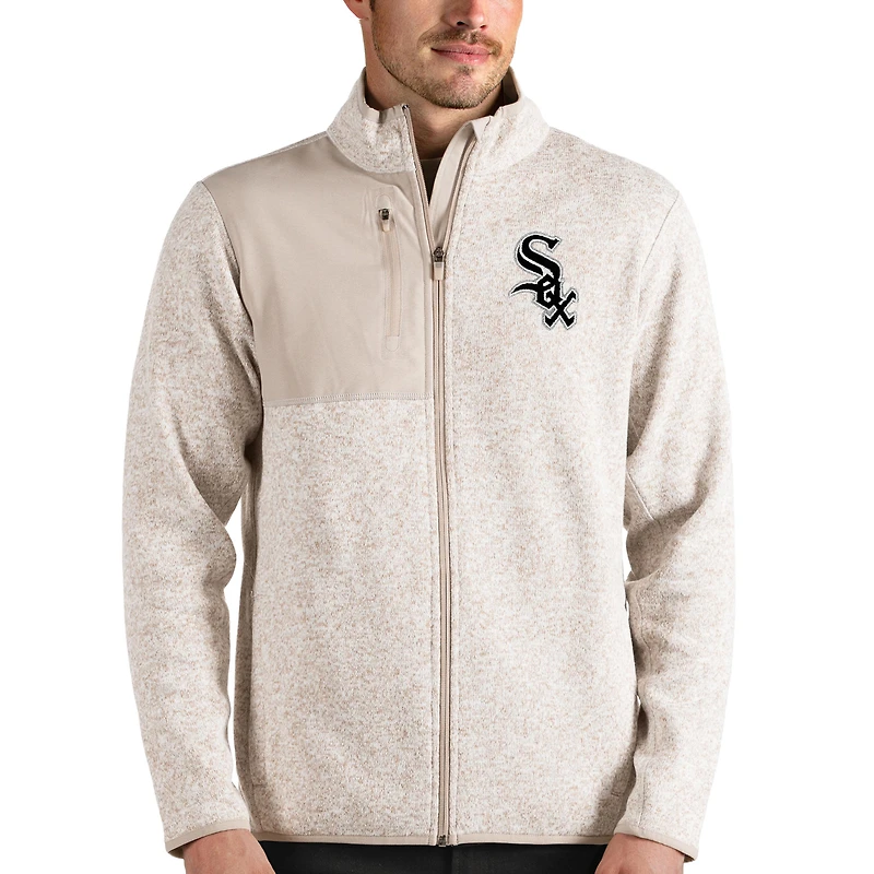 Veste zippée complète Fortune des Chicago White Sox pour homme Antigua Oatmeal