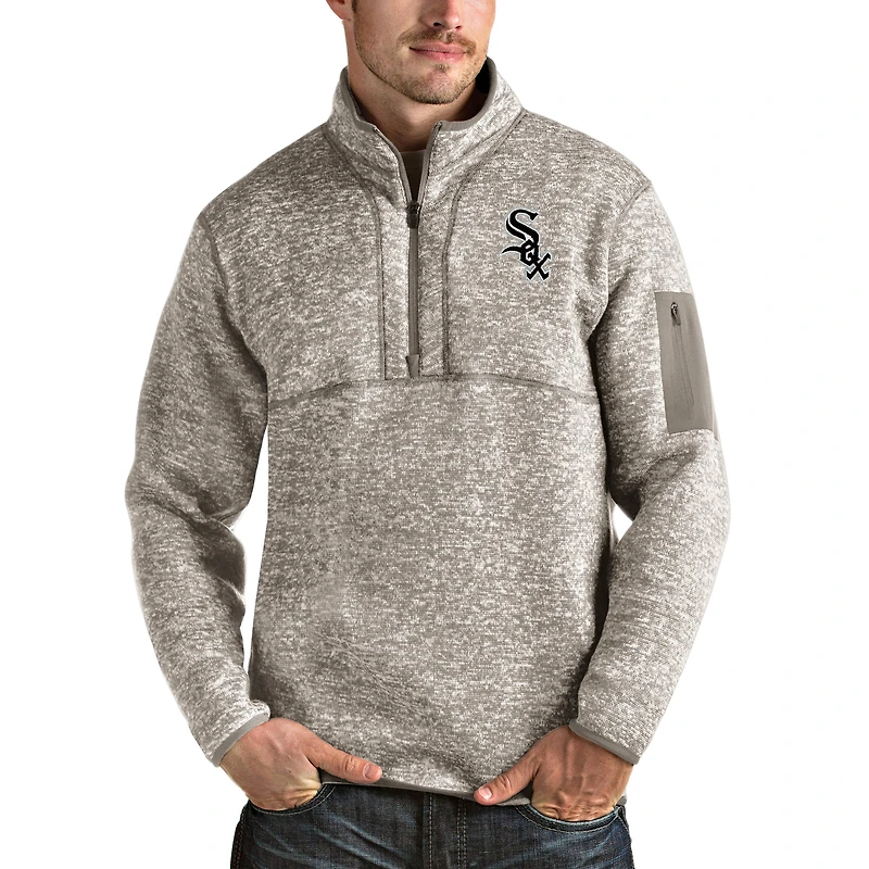 Veste à enfiler glissière quart de tour Fortune des Chicago White Sox pour hommes d'Antigua Oatmeal