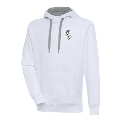 Men's Antigua White Chicago Sox Metallic Victory Pullover Hoodie