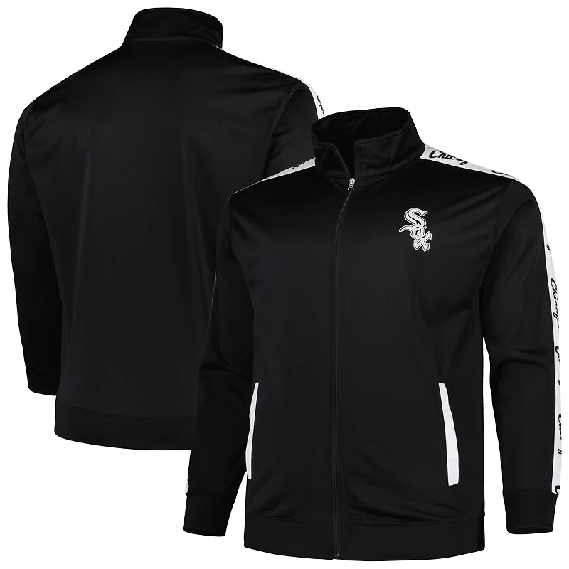 Veste de survêtement zippée en tricot noir pour homme Chicago White Sox, grandes tailles