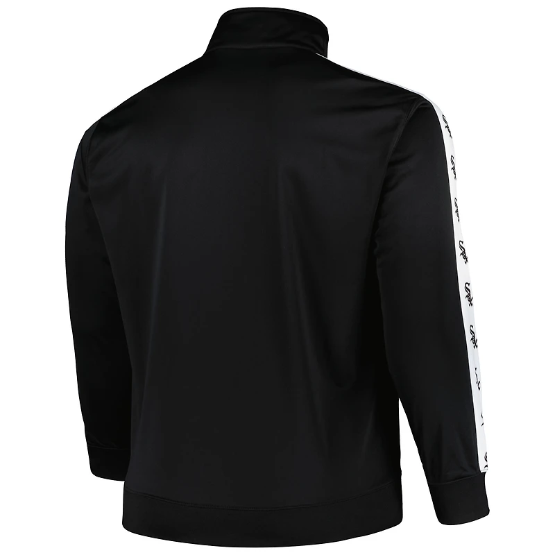 Veste de survêtement en tricot Big & Tall Black Chicago White Sox pour homme avec fermeture éclair intégrale