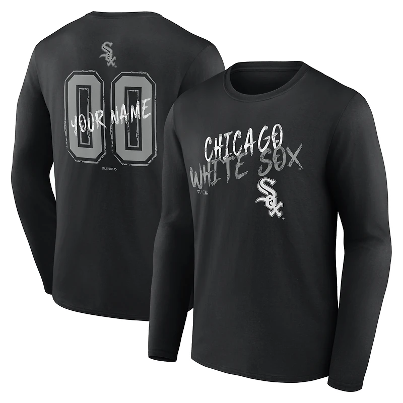 T-shirt à manches longues noir pour homme Chicago White Sox Hustle personnalisé avec nom et numéro