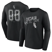 T-shirt à manches longues noir pour homme Chicago White Sox Hustle personnalisé avec nom et numéro