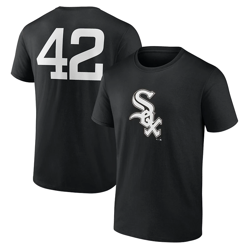 T-shirt noir pour homme avec nom et numéro Jackie Robinson Day des White Sox de Chicago