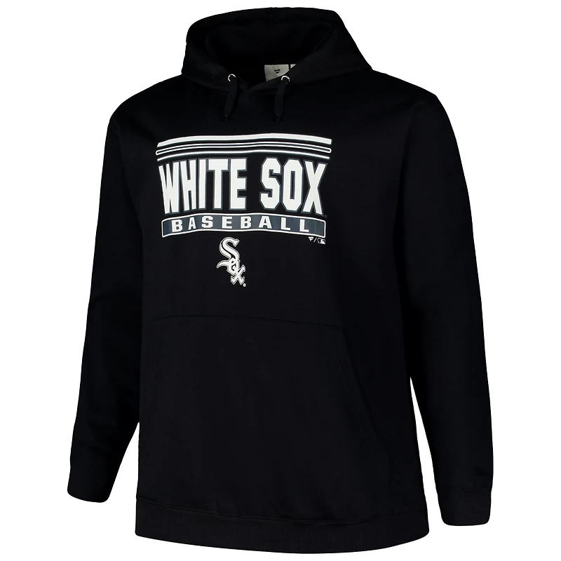 Men's  Black Chicago White Sox Stack Fleece Pullover Hoodie