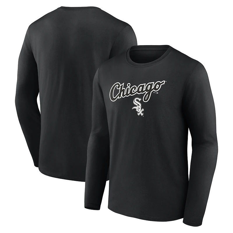 T-shirt noir à manches longues pour homme des Chicago White Sox
